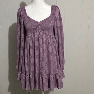 EASTER sale 35% off Lavender Floral Smocked Long-Sleeve Babydoll Dress